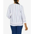 thumbnail image 5 of Alfred Dunner Womens Womens Crewneck Three-Quarter Bell Sleeve Stripe Sweater With Removable Necklace, 5 of 6