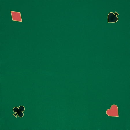 Green Felt Playing Card Mat, 40" x 40" Playing Card Suit Themed