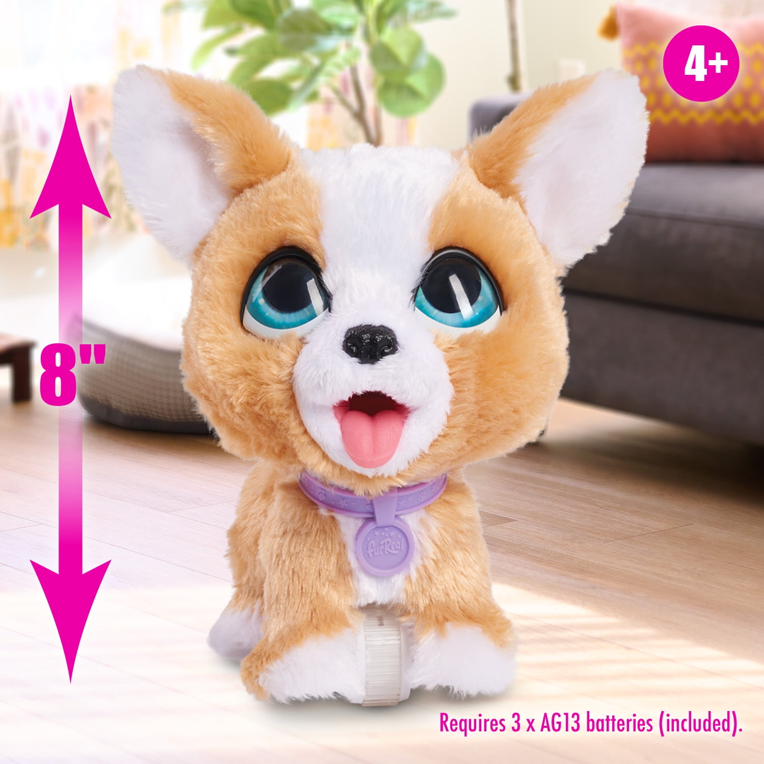 furReal Poop-A-Lots Corgi Interactive Toy, 8-inch Walking Plush Stuffed Animal, Puppy with Leash, 14-Pieces, Faux Fur, Kids Toys for Ages 4 up