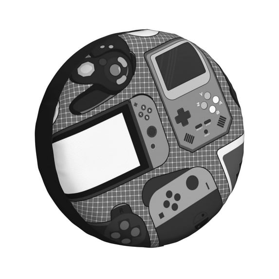 DouZhe Waterproof Spare Tire Cover, Gray Game Console Gamepads Prints Adjustable Wheel Covers Fit for Jeep Trailer RV SUV Car, 16 inch
