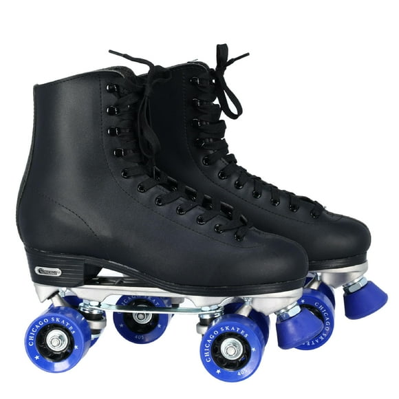CHICAGO Skates Patines de cuatro ruedas negros premium para niños y hombres principiantes Diseño clásico ajustable de caña alta para patines de interior o exterior y Roller Derby