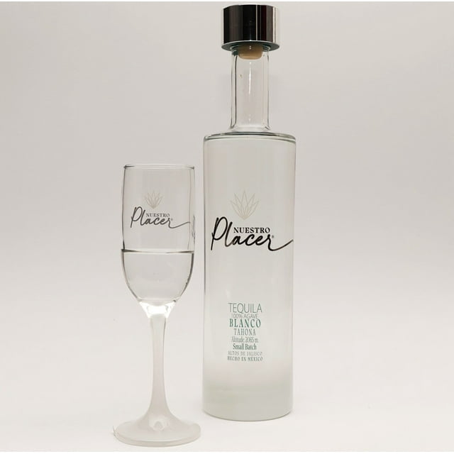 Tequila Nuestro Placer Blanco 750 Ml Con Copa Nuestro Placer Tequila, Blanco