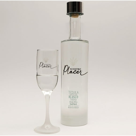 Tequila Nuestro Placer Blanco 750 Ml Con Copa Nuestro Placer Tequila, Blanco