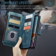 thumbnail image 5 of for iPhone 11 Case, Wallet Case with Card Holder Kickstand Magnetic Zipper Pocket Lanyard Strap Wristlet,Leather Flip Case Wallet for iPhone 11, Blue, 5 of 10