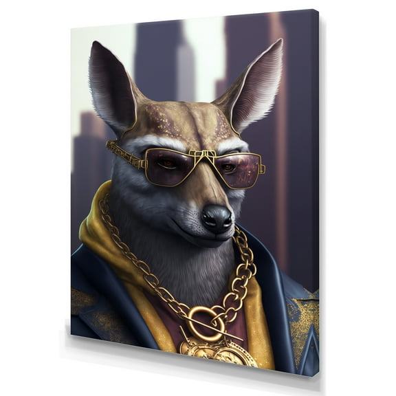Designart Kangaroo Gangster In NYC Canvas Wall Art