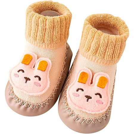 

QWZNDZGR Non-Skid Floor Slippers Toddlers Animal Rubber Sole Floor Slipper Rubber Sole First Walker Soft Cotton
