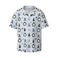 thumbnail image 5 of Daiia penguin tree star Men's Linen Shirts Short Sleeve Casual Shirts Button Down Shirt for Men Beach Summer Wedding Shirt-4X-Large, 5 of 6