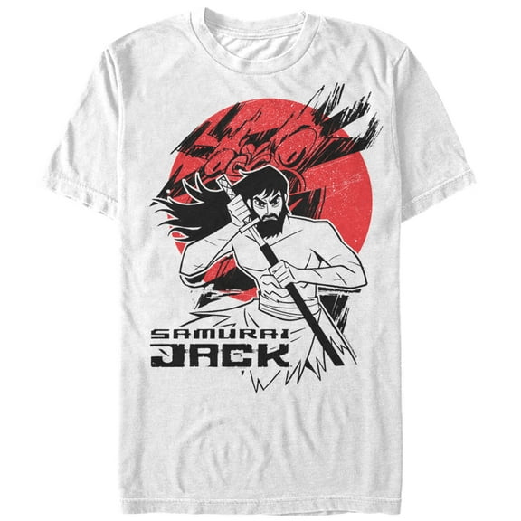 Men's Samurai Jack Katana Circle Graphic Tee White Small