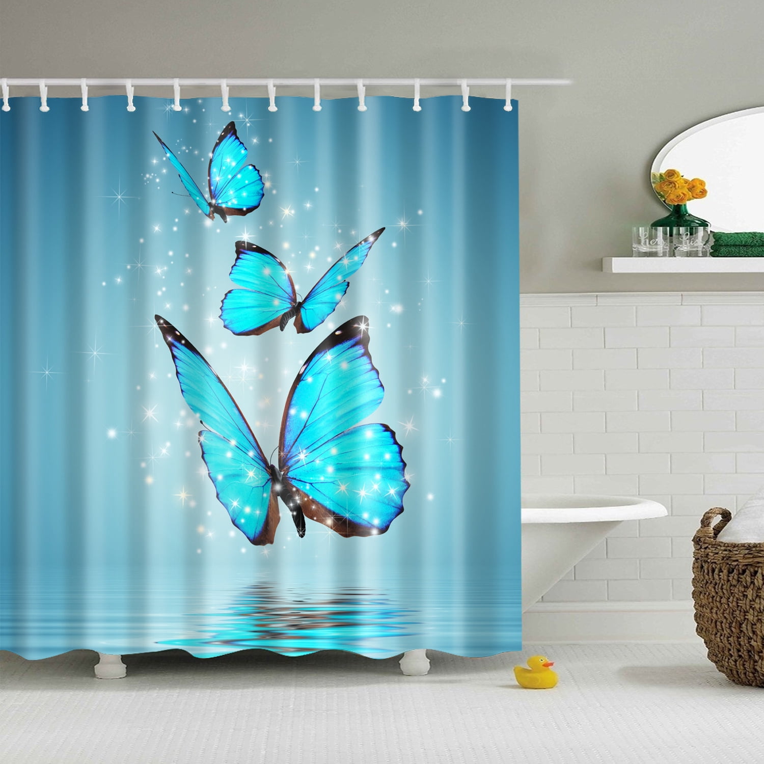 Shower Curtain, 72 x 72 inches Waterproof Liner Set with Hooks for ...