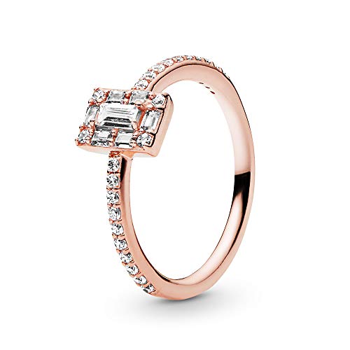 Pandora Rose 14K Rose Gold Plated Sparkling Square CZ Halo Ring