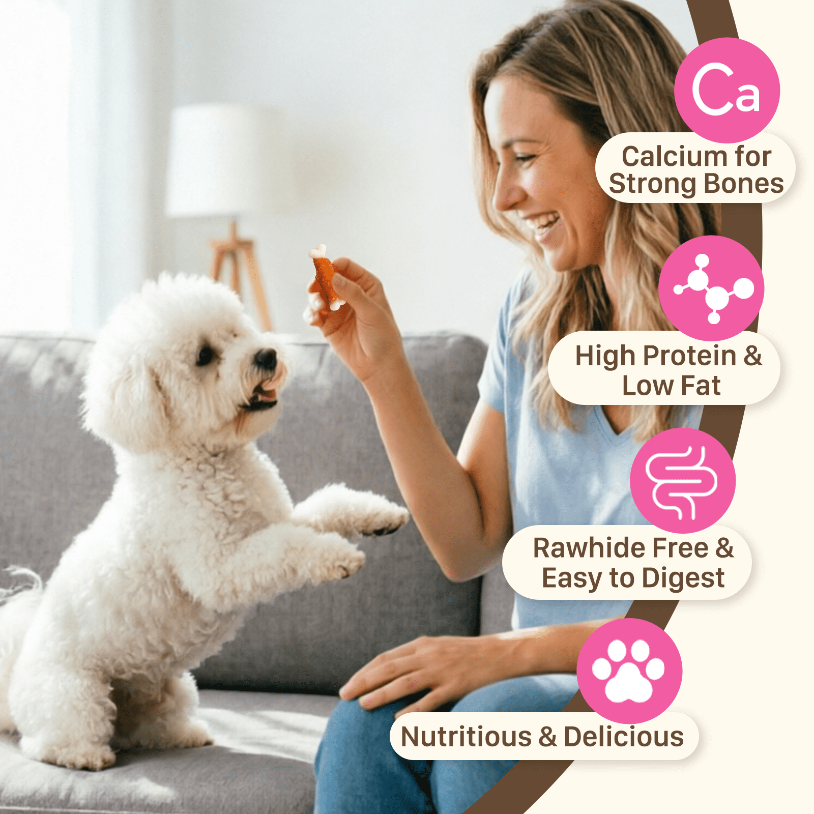 Puddonio Chicken with Calcium Bone Dog Treats, 20 oz (56ct)