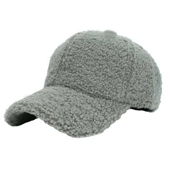 Fgnfyis Lamb Wool Baseball Cap For Men And Women Winter Warm Sports Hat Outdoor Travel Casual Grey One Size