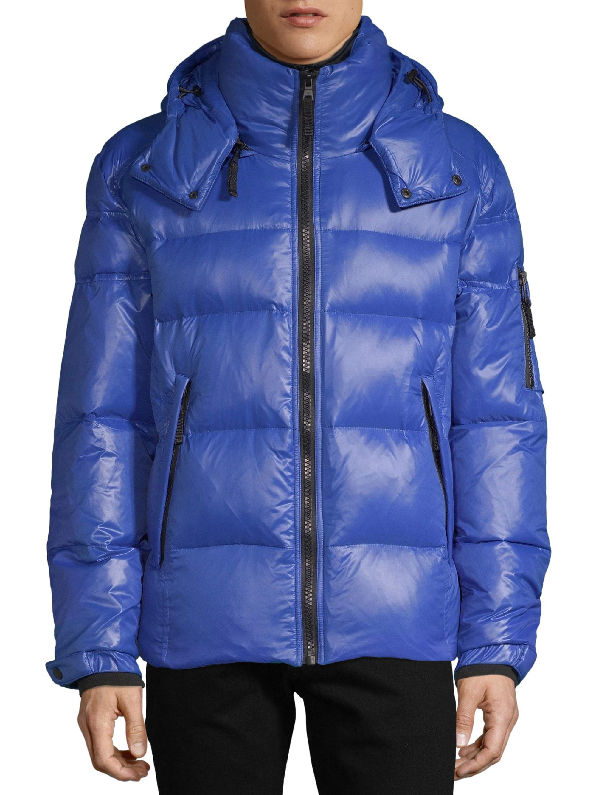 S13 Men's Downhill Gloss Nylon Puffer Jacket with Detachable Hood, up ...
