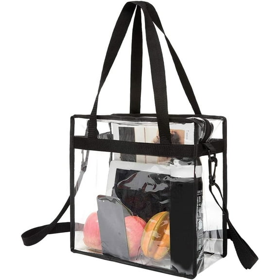 YEYE Clear Bags 12x6x12 Stadium Approved Clear Tote Bag with Zipper Closure Crossbody Shoulder Bag with Adjustable Strap