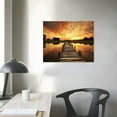 thumbnail image 3 of PIKWEEK  Landscape Artworks Pictures Wall Art: Stairway to Heaven’s Sunset Stunning Lake Bridge Print on Canvas for Living Room, 3 of 4