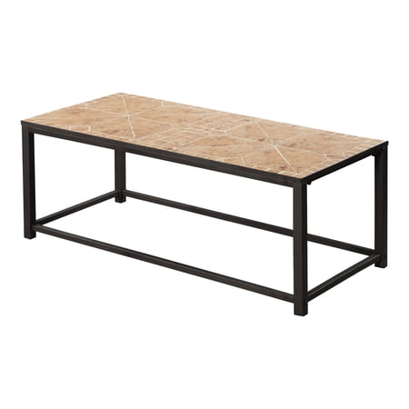 42 L Coffee Table In Living Room Interior Design - Rectangular Brown Tile Surface And Metal Frame Transitional Accent Deck Strong Framework