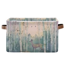 Yayeee Canvas Storage Basket with Handles for Shelves Fabric Bins Closet Organizer, Night Deer