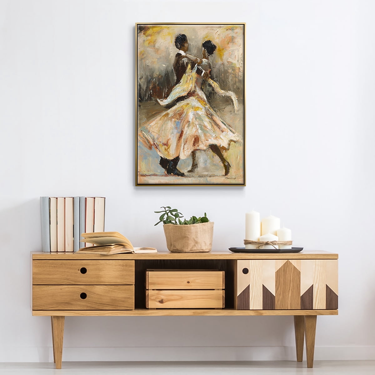 Night Out Framed Premium Gallery Wrapped Canvas - Ready to Hang - 27 x 41 - Gold Floating Frame