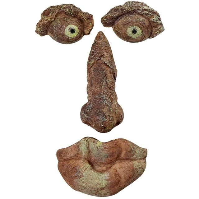 Funny Garden Tree Bark Decoration, Spring Outdoor Creative Ghost Face/Owl/Rabbit Garden Tree Statue Figurine Ornament, Poly Resin Yard Tree Hugger Props, Tree Sculpture Garden Decor (Ghost Face A)