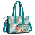 thumbnail image 2 of Teacher Tote Bag,Pioneer Flower Floral Print Pattern Teacher Utility Tote Bag,Large Work Tote Bags for Women with Multiple Pockets,Top Zipper Closure,13.8x10.6x6.7 Inch, 2 of 5