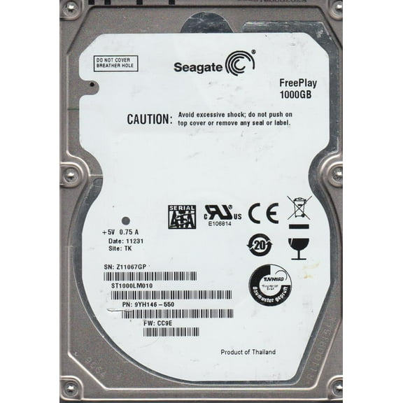 ST1000LM010, Z11, TK, PN 9YH146-550, FW CC9E, Seagate 1TB SATA 2.5 Hard Drive