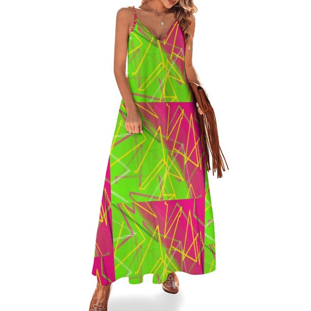 Vestido sin mangas con vibraciones de neón de los 80, ropa de mujer, vestidos de noche de lujo , ropa de mujer, novedades de verano
