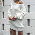 thumbnail image 2 of Women's Crewneck Long Sleeve Mini Sweater Dress Fall Winter Casual Loose Fit Knit Pullover Jumper Sweaters Tops, 2 of 7