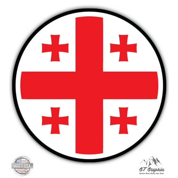 Georgia Flag - 3" Vinyl Sticker - For Car Laptop I-Pad Phone Helmet Hard Hat - Waterproof Decal