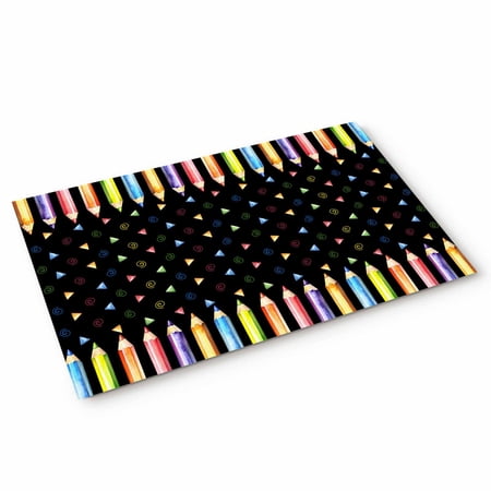 Doormat Colored Pencils Doormats Entrance Door Rug Childlike Building Blocks Black Floor Mat Welcome Front Door Mat for Indoor Outdoor Kitchen Home Decor 18x30 Inch