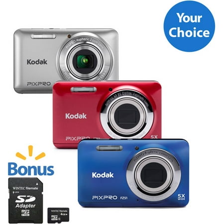 Your Choice Kodak FZ53 Digital Camera with 16.15 Megapixels and 5x Optical Zoom with Bonus 8GB SDHC