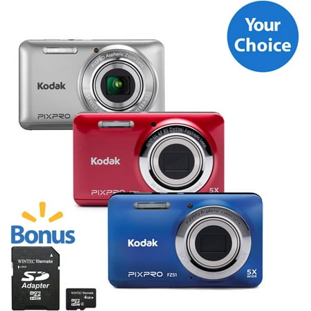 Your Choice Kodak FZ53 Digital Camera with 16.15 Megapixels and 5x Optical Zoom with Bonus 8GB SDHC (Best 10 Megapixel Point And Shoot Camera)