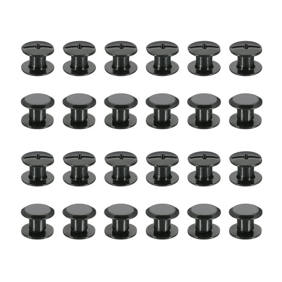 24 Sets Chicago Screws, 5mm L Galvanized Iron Chicago Screw Phillips Binding Post Screw Rivets for Leather Belt Scrapbook Photo Albums, Black