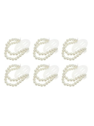 6 Pcs Corsage Wristlet Bands Elastic Plastic Beads Wrist Corsage Bracelets  Bands Wristlets Stretch Faux Pearls Wristband for Wedding Party Prom 