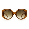 thumbnail image 3 of Womens Oversize Round Thick Temple Plastic Designer Fashion Diva Sunglasses All Brown, 3 of 8