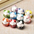 thumbnail image 2 of U8MO 5pcs 16x14mm Fortune Cat Loose Ceramic Porcelain Beads for Jewelry Making-Orange, 2 of 4