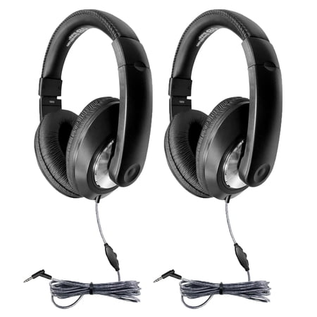 HamiltonBuhl Smart-Trek Deluxe Stereo Headphone with In-Line Volume Control & 3.5mm TRS Plug Pack of 2