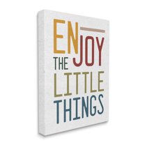 Stupell Industries Enjoy The Little Things Quote Blue Red Typography Inspirational Painting Gallery Wrapped Canvas Art Print Wall Art, 30 x 40