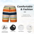 thumbnail image 5 of Haiem Colorful Pastel Stripes Mens Swim Trunks with Compression Liner 2 in 1 Swimming Shorts Stretch Swimwear Quick Dry,Board Shorts-Large, 5 of 9