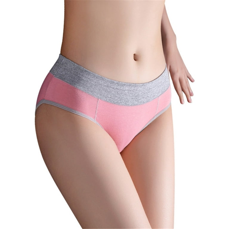 Cheap Flarixa Cotton Briefs Women's Seamless Panties Middle Waist Pink  Girls Antibacterial Breathable Thong Plus Size Erotic Lingerie