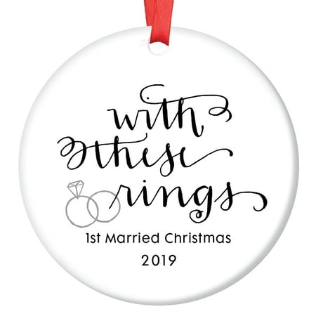 With These Rings 1st Married Christmas Ornament, First Christmas as Mr & Mrs 2019, Wedding Gift, 3