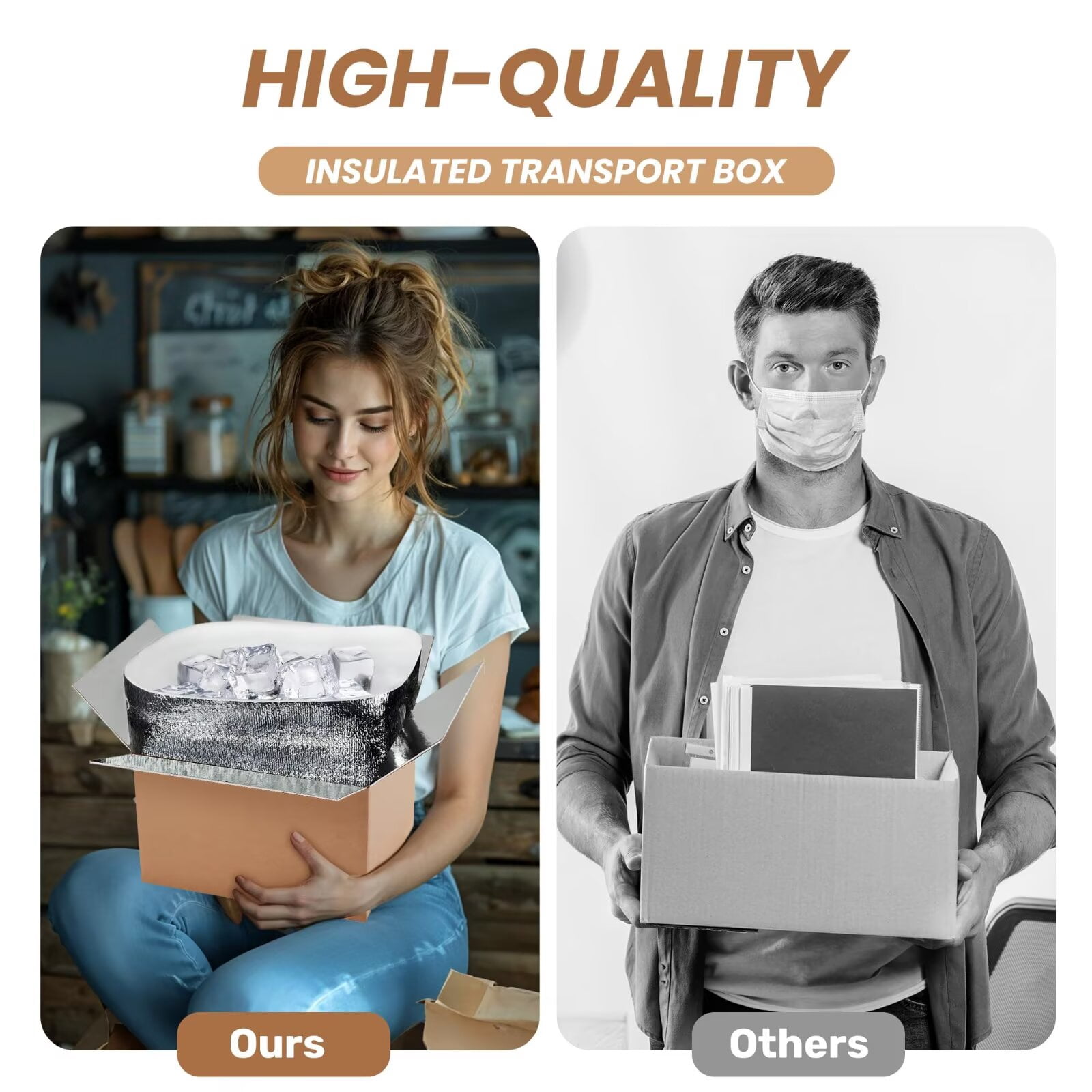 YSSOA 4 Pack 19"x12"x16" Insulated Shipping Boxes with Aluminum Foil Liner,Thermal Insulation Cold Pack Shipping Boxes for Frozen , Reusable Styrofoam Cooler Box, Small Mailing Box