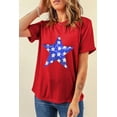 thumbnail image 7 of Red Sequin Star Graphic Crewneck T-Shirt for Women - [ZhiHiMeRi] | (US 18-20)2XL, 7 of 7