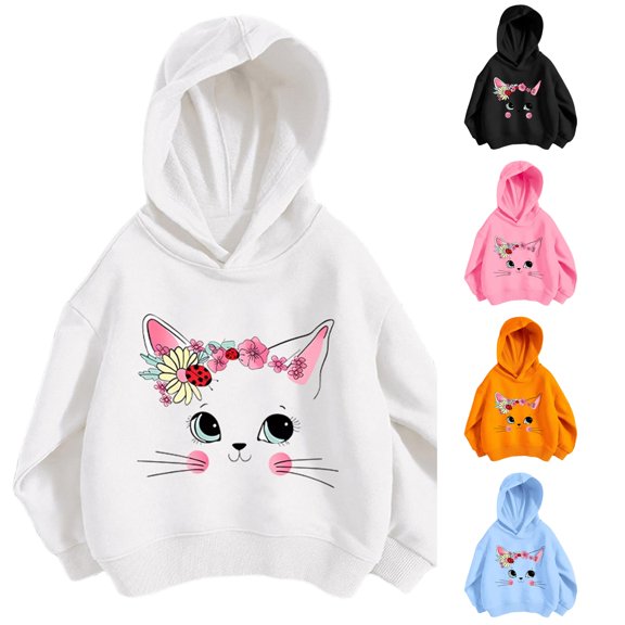 Girls Loose Fit Hoodie Sweatshirt Long Sleeve Casual Pullover Top For Kids