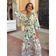 thumbnail image 2 of HH TRAF Vestido largo bohemio de verano para mujer, elegante, de manga corta, con escote en V, estampado vintage, vestido largo con cordones a la moda para mujer, 2 of 5