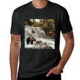 thumbnail image 2 of Wuche Grizzlies fishing at waterfalls art pieces, designing shirts, showcasing art, T-shirts, lover gifts, casual and breathable men, women, boys, girls, children Black, 2 of 4