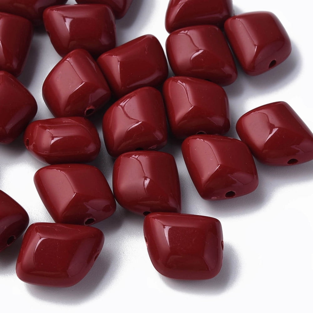 Opaque Acrylic Beads Polygon Dark Red 17.5x15.5x11mm Hole: 2mm about 230pcs/500g