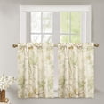 thumbnail image 2 of Rustic Kitchen Tier Curtains Green Floral Printed Linen Blended Half Window Curtain for Dining Room Rod Pocket Cafe Window Treatment Small Drapes, 2 Panels Set, 30 x 24 Inch, 2 of 6