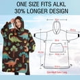 thumbnail image 4 of Oversized Wearable Blanket Hoodie,DarkBrown Cartoon Dinosaurs Forest Pattern Sherpa Blanket Hoodie with Super Pockets,Super Warm Fuzzy Pullover for Women & Men, 4 of 6