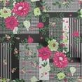 thumbnail image 1 of oneOone Cotton Poplin Pink Fabric Asian Floral With Geometrical Texture Sewing Craft Projects Fabric Prints By Yard 42 Inch Wide, 1 of 4