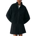 thumbnail image 5 of Bexdxz Women's Full Zip Sherpa Fleece Jacket, Stand Collar Fuzzy Plush Zip Up Outerwear with Zipper Pockets, Warm Casual Long Sleeve Coat for Fall Winter Outdoor Activities Black S, 5 of 5